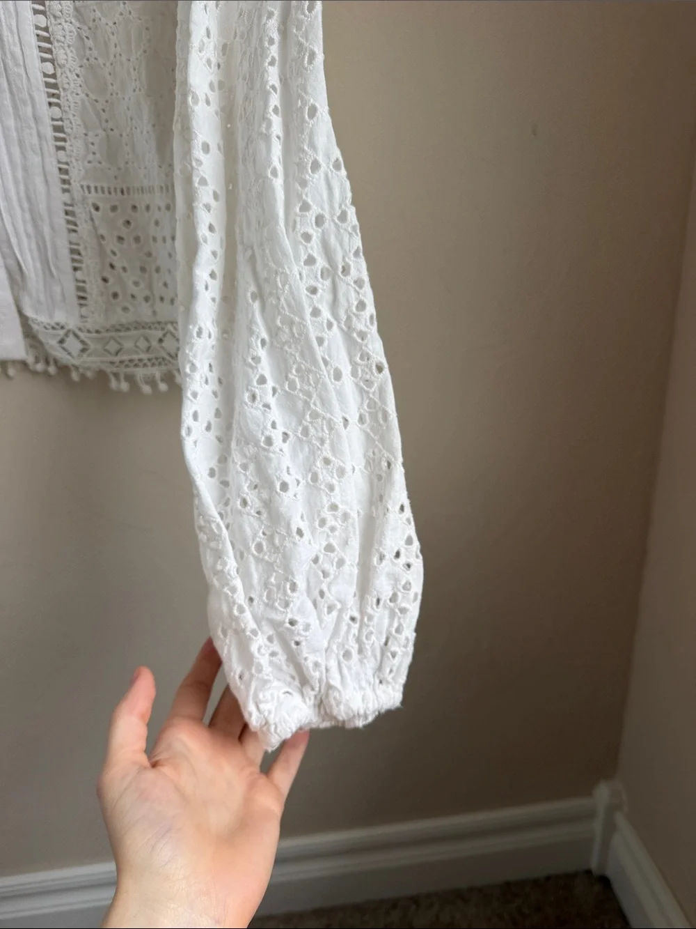 Zara White Eyelet Lace Button-Front Top - Picture 5 of 8